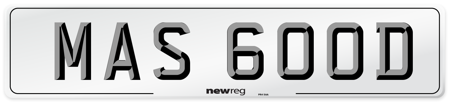 MAS 600D Number Plate from New Reg
